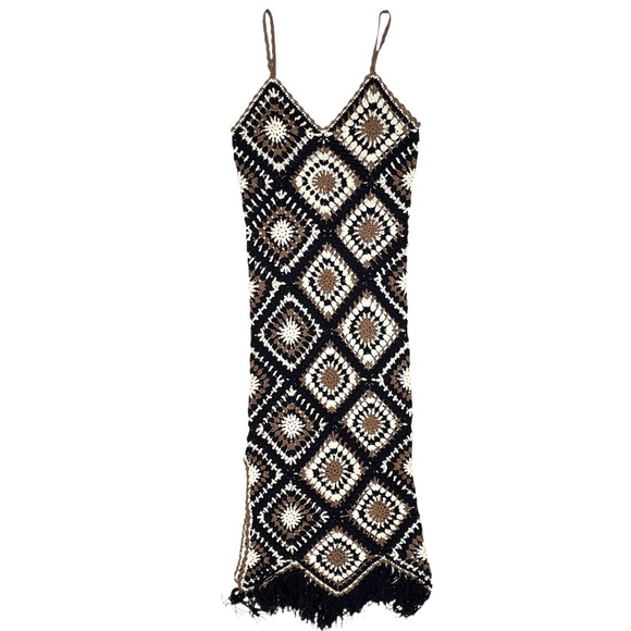 dress ELAN crochet NWT maxi 53" spaghetti straps sexy tight S/M party festival - Picture 6 of 15